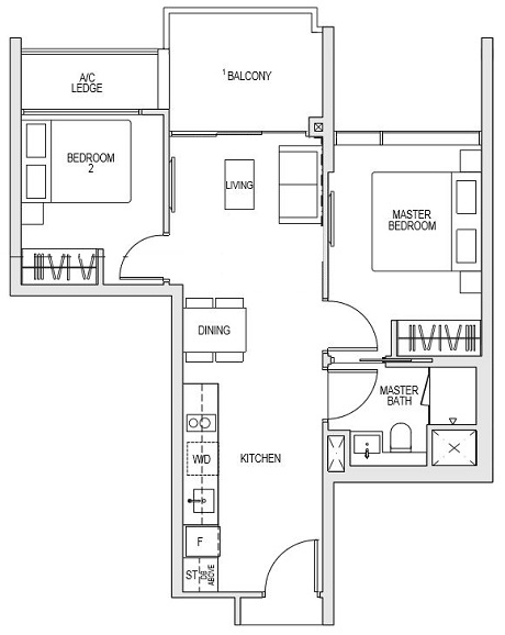 Kent Ridge Hill Residences 2 Bedroom Compact B2