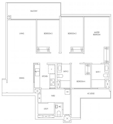 Treasure At Tampines Floor Plan 4 bedroom Premium