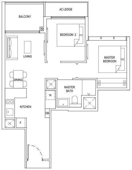 TFR Floor Plan 2 bedroom type 2C1 59_635