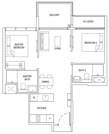 TFR Floor Plan 2 bdr Premium 2D4 62_667